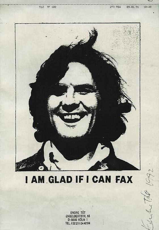 Fax by Endre Tót for Artpool’s Faxzine, 1992.