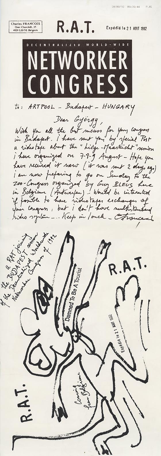 Fax by Charles Francois for Artpool’s Faxzine, 1992.