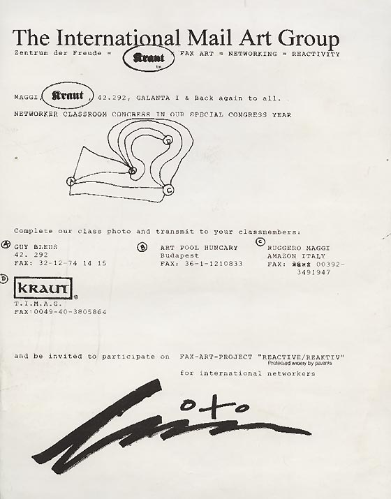 Fax by Kraut for Artpool’s Faxzine, 1992.