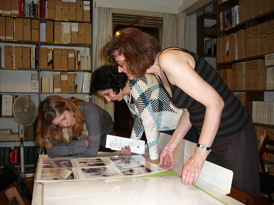 Joanna Mytkowska, Christine Macel, and Júlia Klaniczay, Artpool, Budapest, 2008.