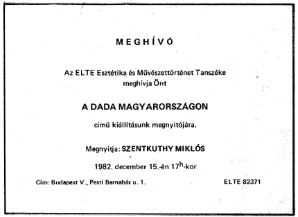 A dada Magyarországon - meghívó