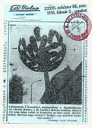 Galántai György képeslapja az Esti Hírlap főszerkesztőjének, Maros Dénesnek címezve, 1991.