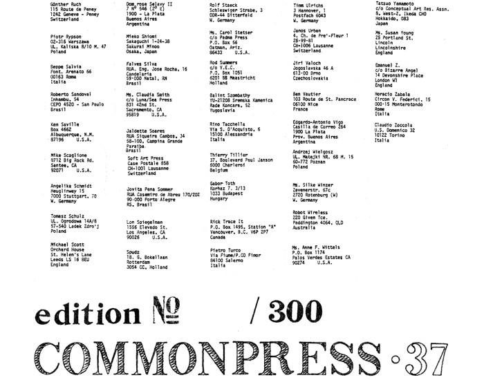 List of participants of Commonpress 37, 1980.