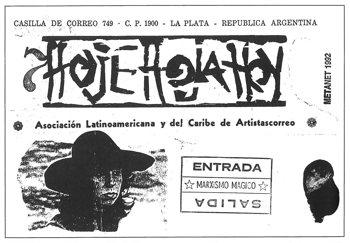Graciela Gutiérrez Marx: Hoje Hoja Hoy, Argentína, 1992. Az Association of Latin American and Caribbean Mail Artists küldeményművészeti fanzinja.