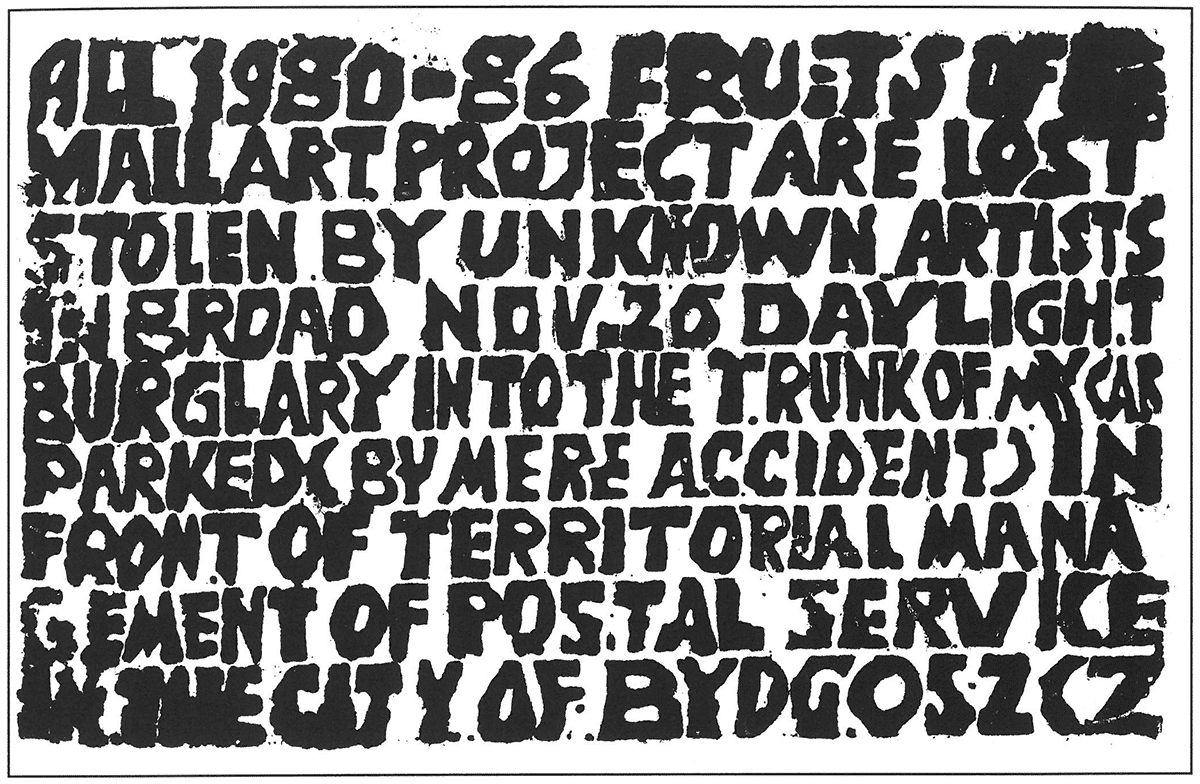 Pawel Petasz, Untitled, Poland, 1987. Rubber-stamped message