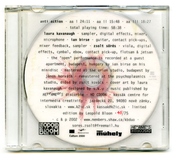 anti action CD by Laura Kavanaugh, Ian Birse, Zsolt Sőrés, 2002