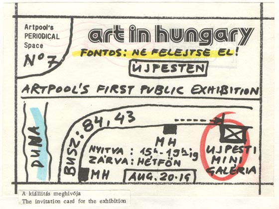 Artpool’s Periodical Space No 7. - ART + POST - Art in Hungary, invitation, Mini Gallery in Újpest, Budapest, 1981.
