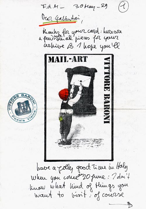 Mail art by Vittore Baroni, 1979.