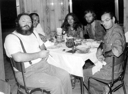 Adriano Spatola, Júlia Klaniczay, György Galántai and others in Mulino Di Bazzano, Italy, 1979.