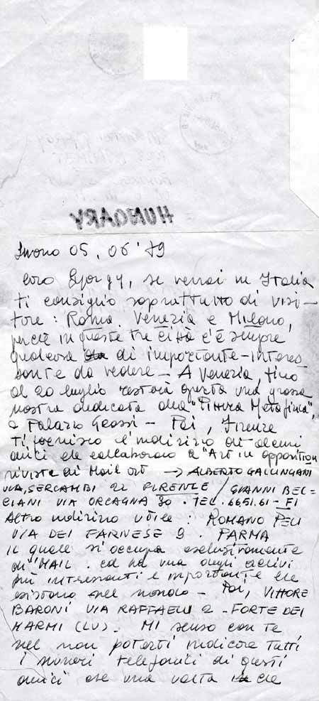 Letter by Marco Pachetti to György Galántai, 1979.