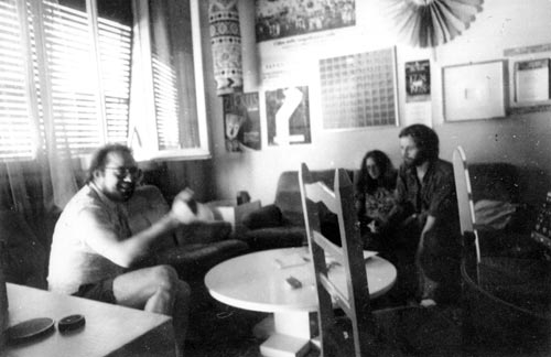 Romano Peli, Júlia Klaniczay and György Galántai in Centro Documentazione Organizzazione, Parma, Italy, 1979.