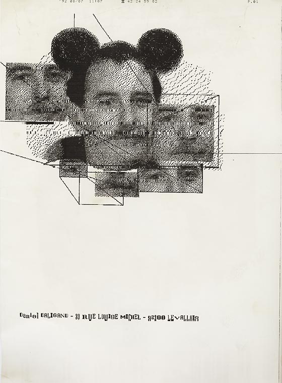 Fax by Daniel Daligand for Artpool’s Faxzine, 1992.