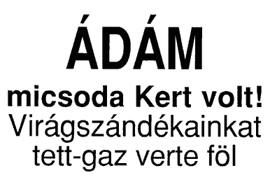 Ádám, micsoda kert volt! Virágszándékainkat tett-gaz verte föl.